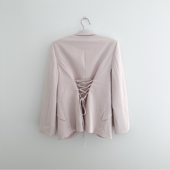 White House Black Market Fluid Editor Blazer - Pink Lace Up Back - Picture 9 of 11